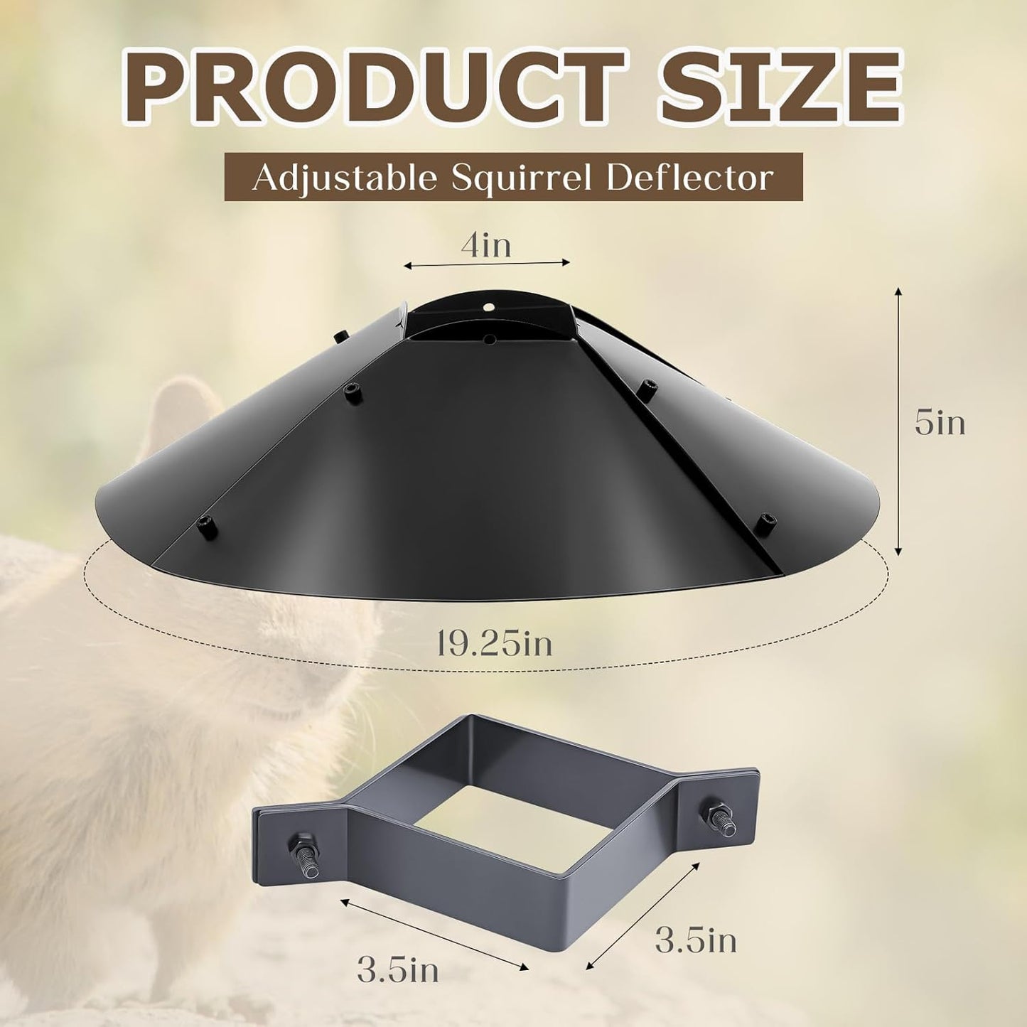 Tandefio Metal Squirrel Baffle for 4x4 Post 20 Inch Squirrel Proof Baffles for Bird Feeder Poles Outside Wooden Pole Guards Deterrents Stopper to Deter Raccoons, Black, 1 Pack