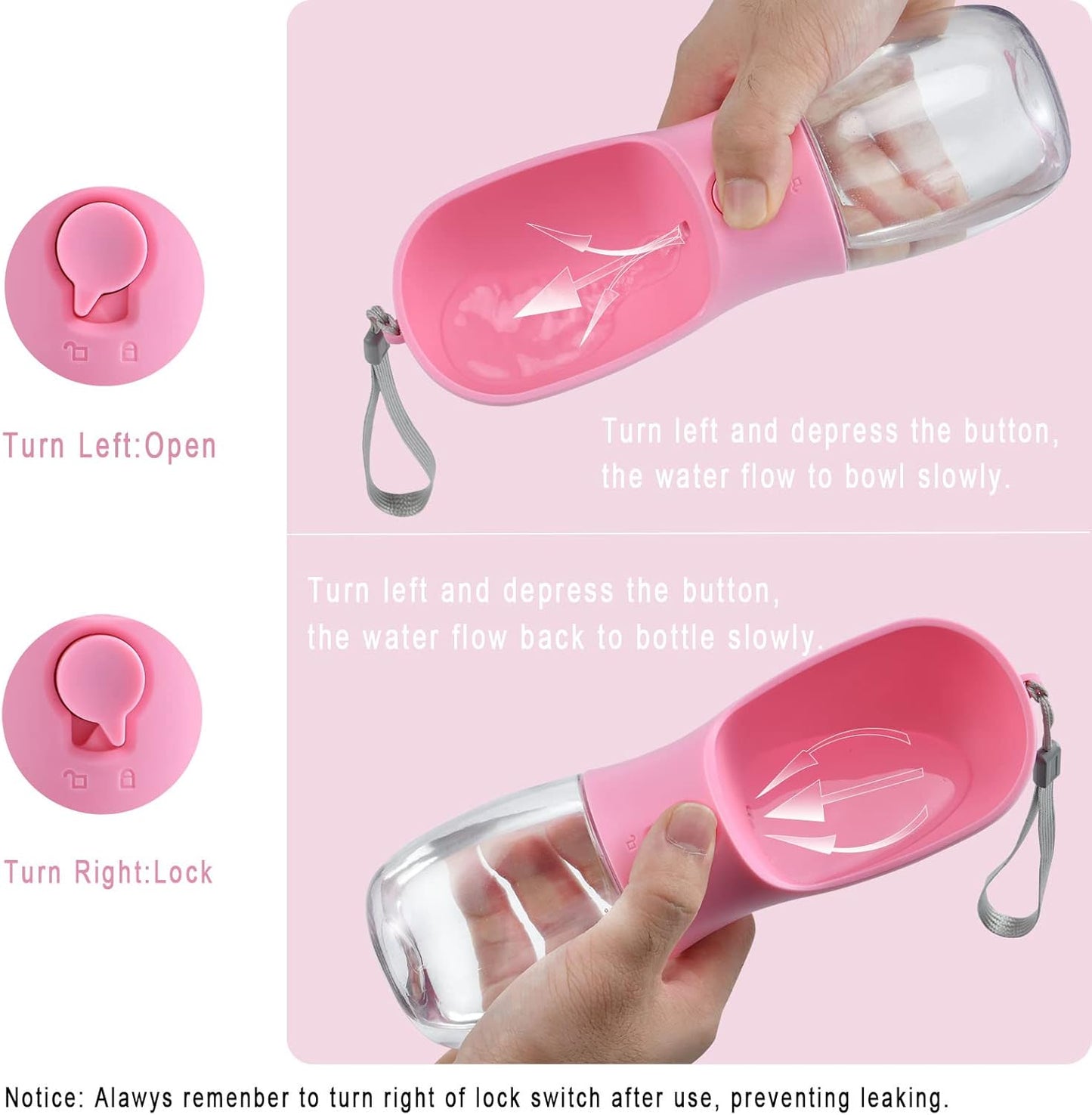 Dog Water Bottle with Food Container, Travel Puppy Water Bowl, Portabl