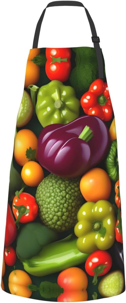 Vegetable Fruit print Waterproof apron with pocket adjustable cooking apron for adult kitchen bibs to bake