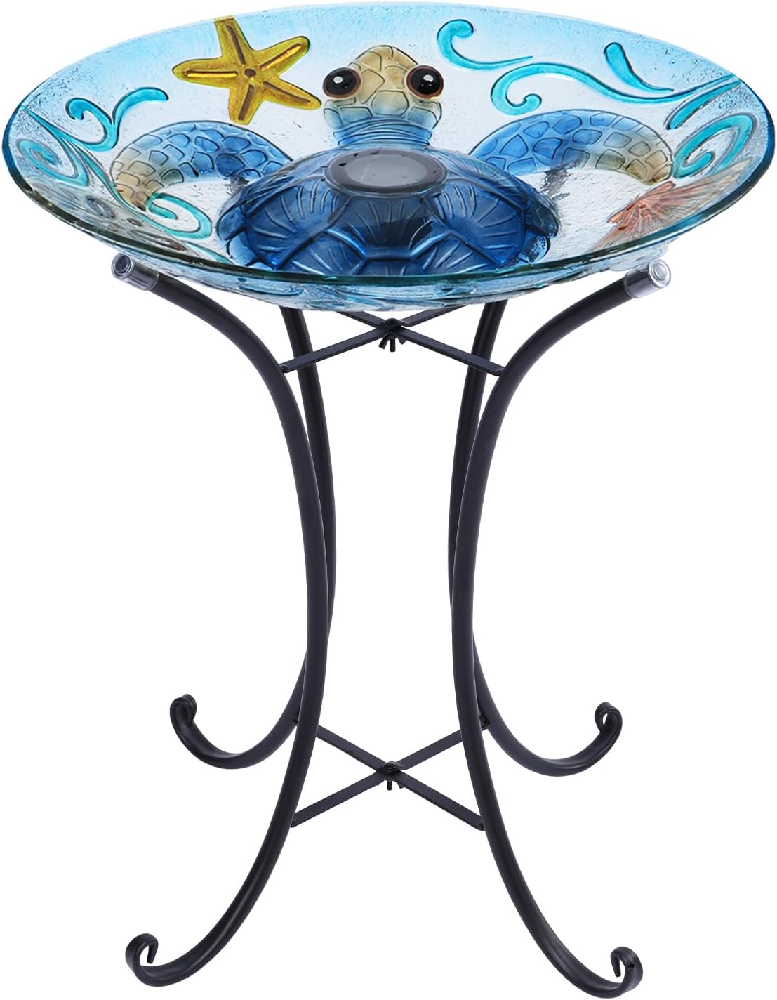 MUMTOP Glass Bird Bath, Large Bird Baths for Outdoors, Solar Birdfeede