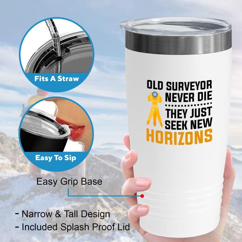 Land Surveyor White Edition Viking Tumbler 20oz - Old surveyor never d