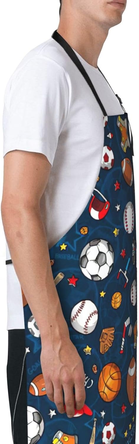 Sports Baseball Game print Waterproof apron with pocket adjustable cooking apron for adult kitchen bibs to bake