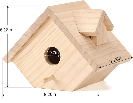 Bird Houses for Outside Bird Houses with Pole Wooden Hanging Birdhouse Clearance Garden Country Cottages Made of Cedar Wood Applicable to Bluebird Garden Viewing (Wooden, Set of 1)
