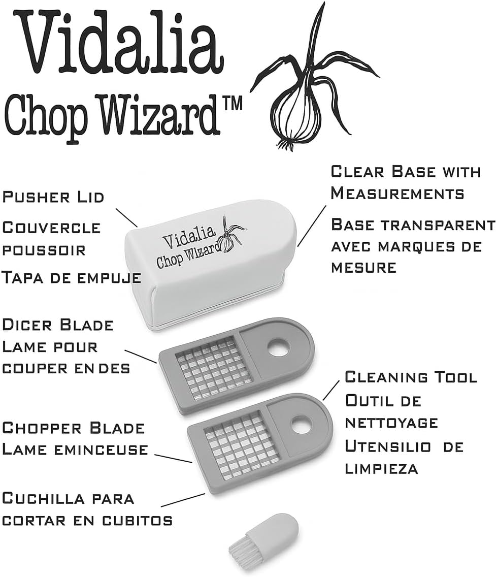 Vidalia Chop Wizard, Vegetable and Fruit Chopper with 2 Cup Base, Stai