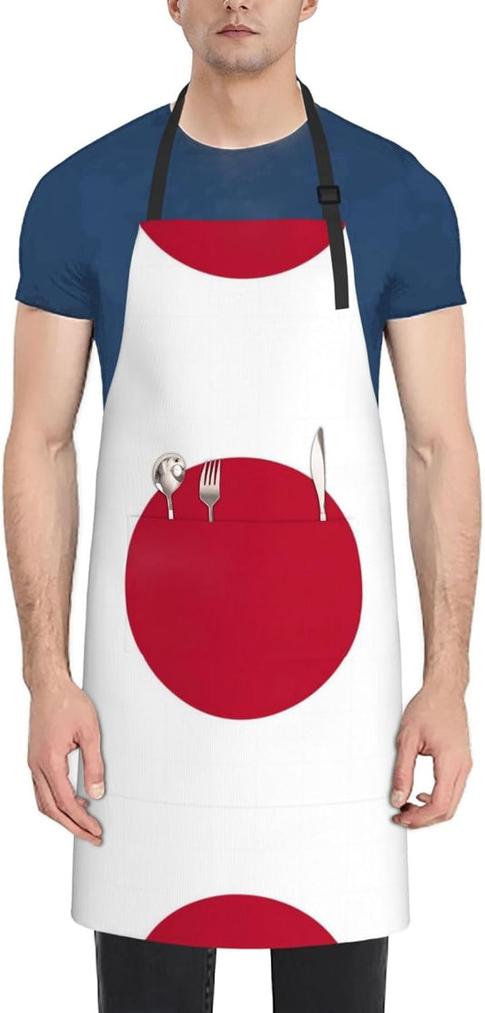 Japanese flag Print 28x33 In Adult Kitchen Apron with Pockets Versatil