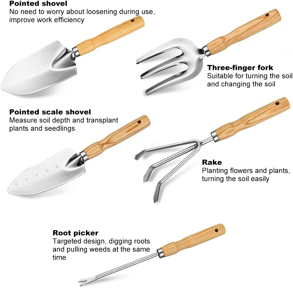 12-Piece Heavy Duty Stainless Steel Gardening Tools Kit with Storage O