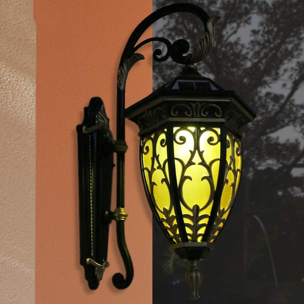 Wall Mounted Light Solar Aluminum Glass LED Wall Lantern European Retro Outdoor Waterproof Metal Outdoor Wall Lamp Nordic Vintage Villa Courtyard Garden Aisle Wall Sconce Lighting Reading Light