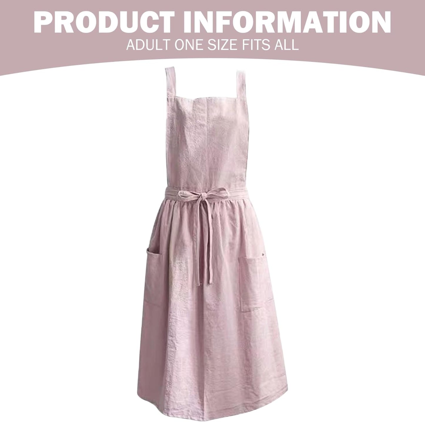 Women's Garden Apron with Pockets, Soft Cotton Cute Elegant Cross-Back Work Apron for Restaurant, Flower Arrangement