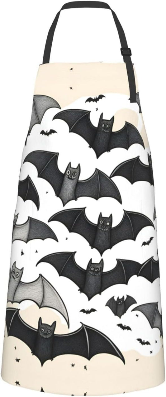 Halloween Flying Bats print Waterproof chef's apron with pocket apron for kitchen cooking baking barbecue and gardening