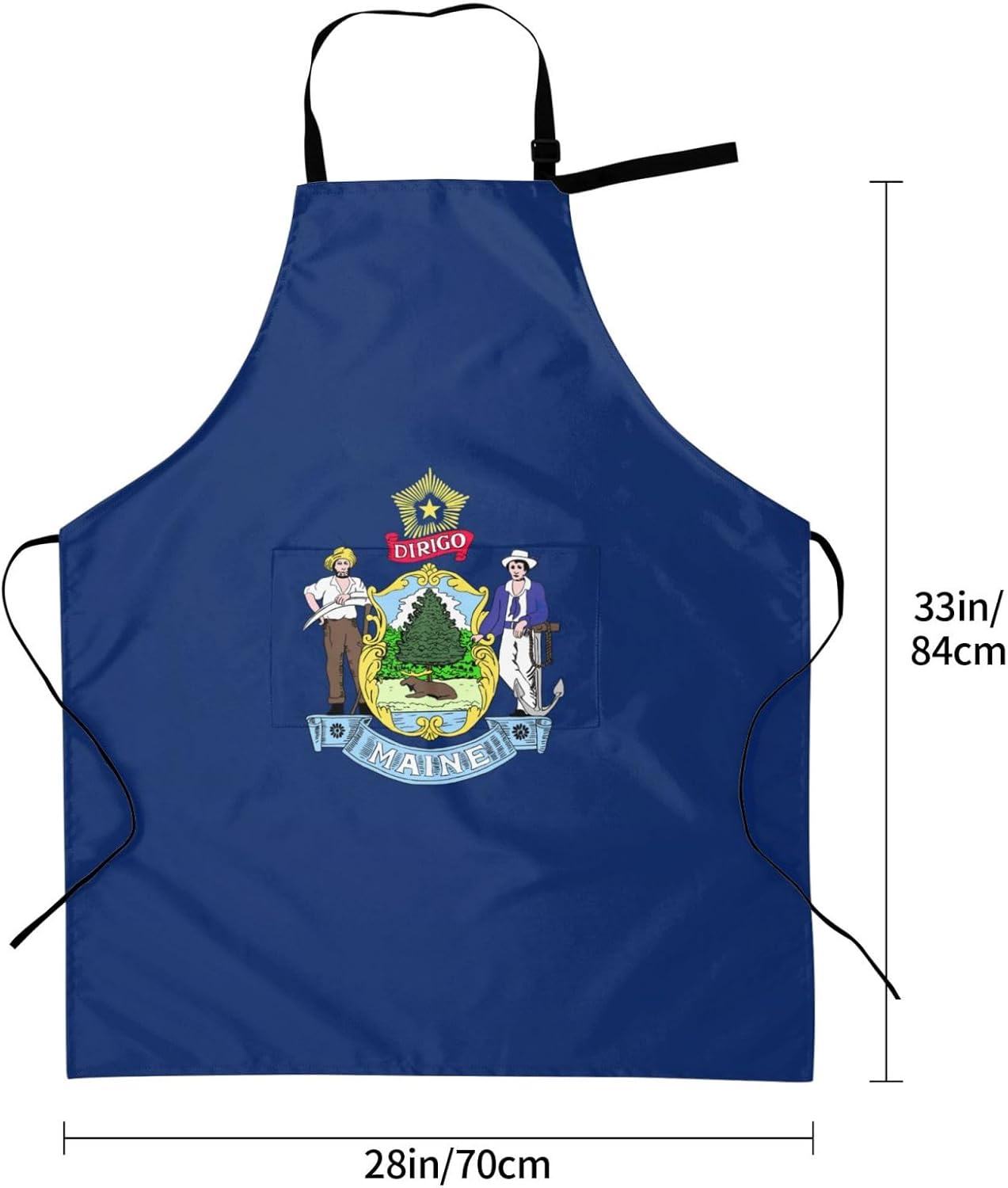 Maine State Flag print Waterproof apron with pocket adjustable cooking apron for adult kitchen bibs to bake