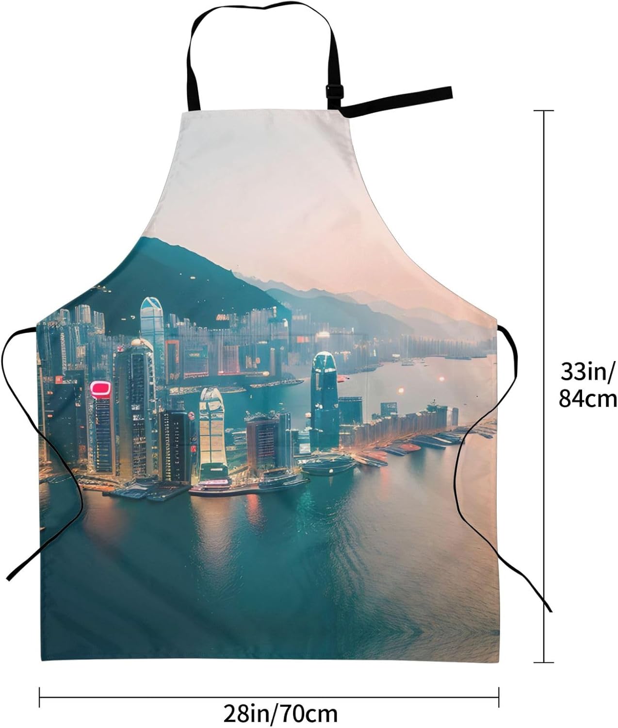Hong Kong Print Laundry apron 28x33 In Waterproof Kitchen Apron with Pockets for Cooking Baking