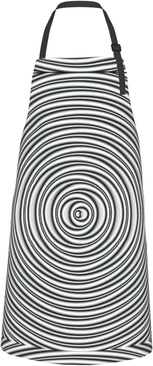 Optical Spin Illusion Print Laundry apron 28x33 In Waterproof Kitchen Apron with Pockets for Cooking Baking
