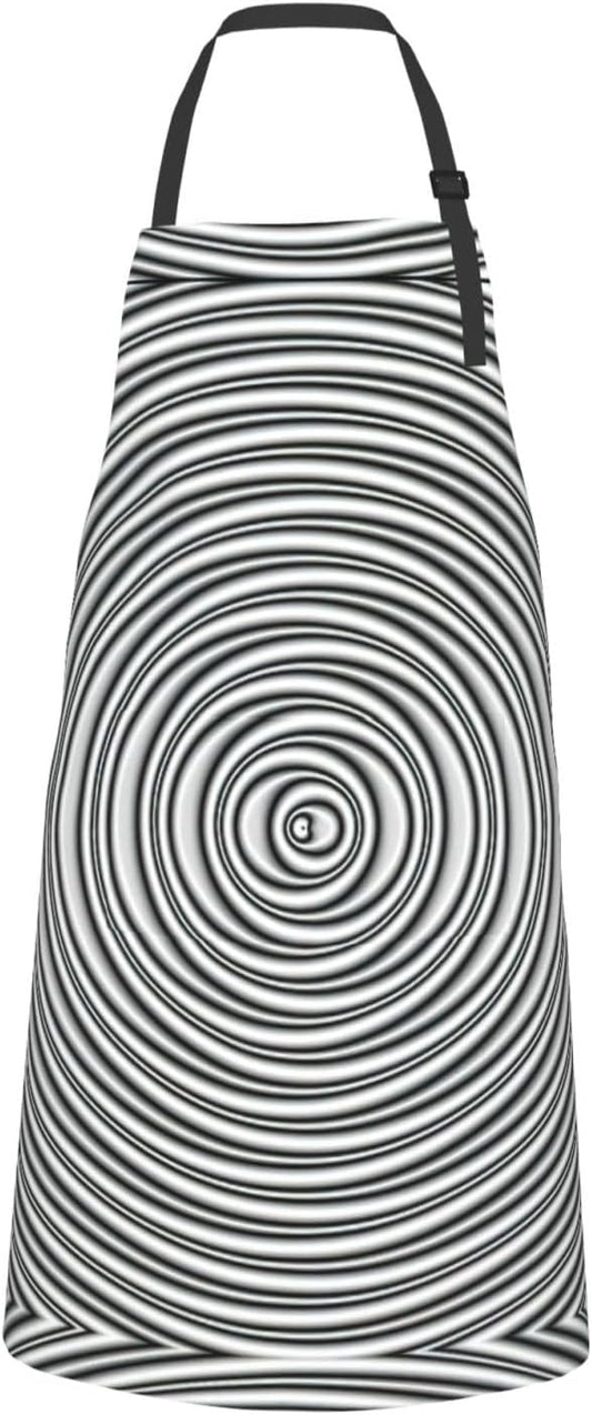 Optical Spin Illusion Print Laundry apron 28x33 In Waterproof Kitchen Apron with Pockets for Cooking Baking