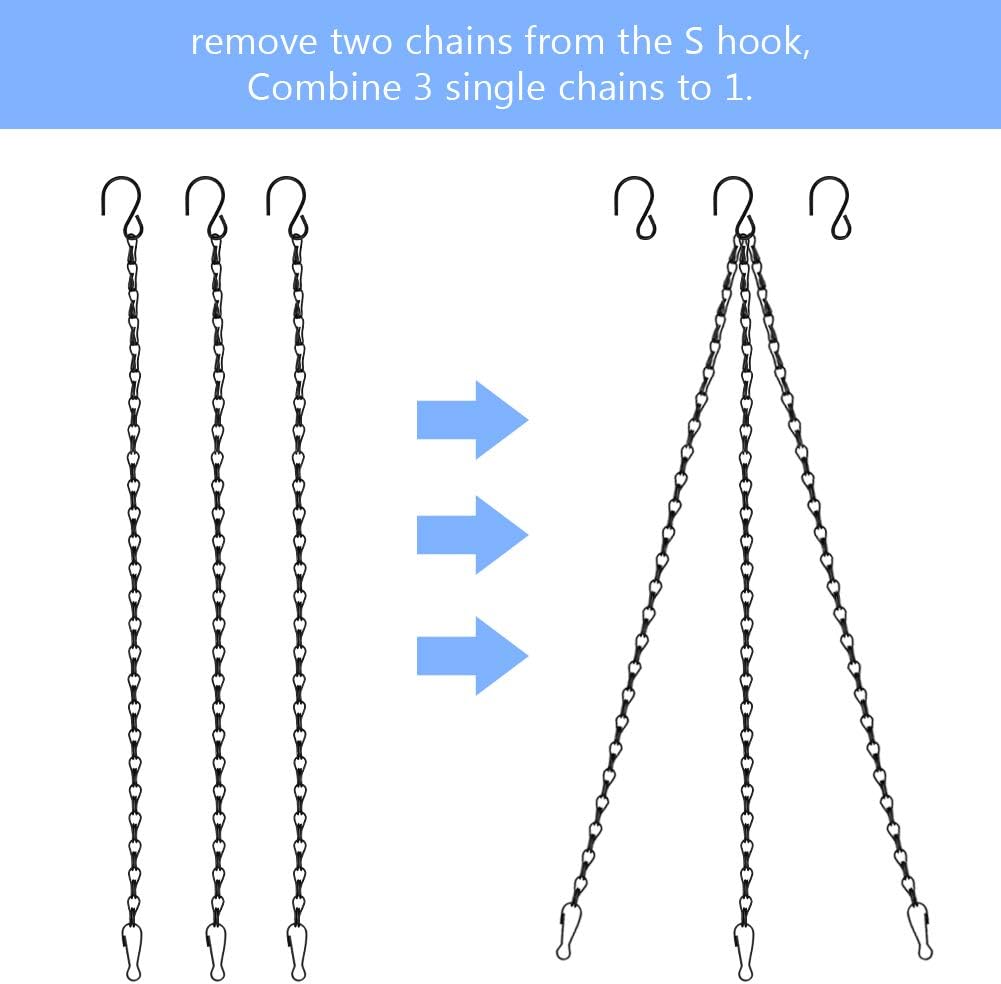 8 Pack 20 Inch Hanging Chains with 4 Pcs S-Shaped Hooks for Bird Feeders, Planters Pots Basket, Lanterns, Billboards, Chalkboards and Decorative Ornaments(Black, 20 Inch)