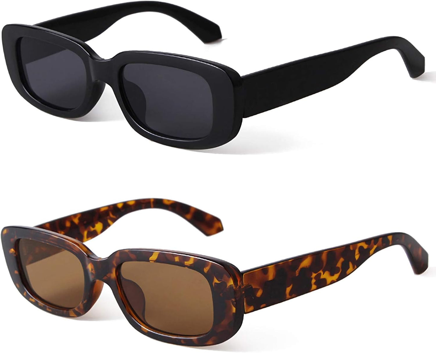 KUGUAOK Retro Rectangle Sunglasses Women and Men Vintage Small Square 