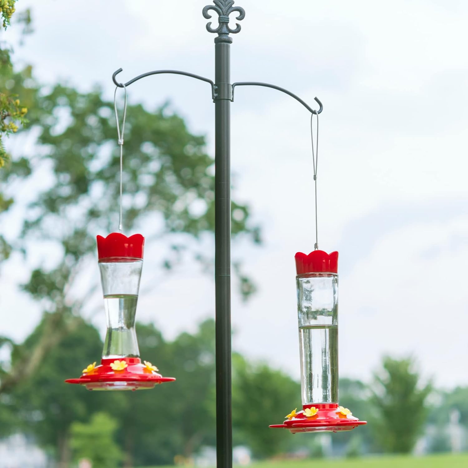 MEKKAPRO Outdoor Hummingbird Feeder Made from Glass, Hanging 5 Nectar 