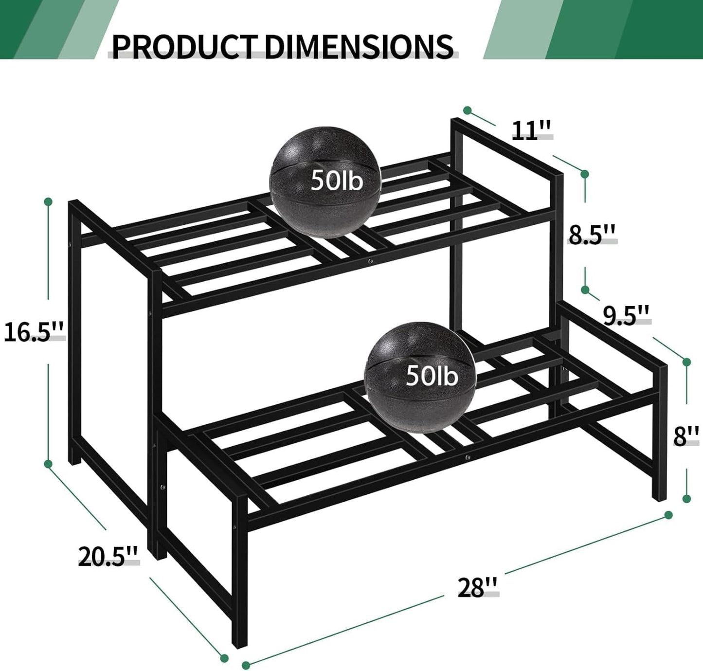 Plant Stand Indoor Outdoor, 2-Tier Wrought Iron Plant Stands, Stackabl