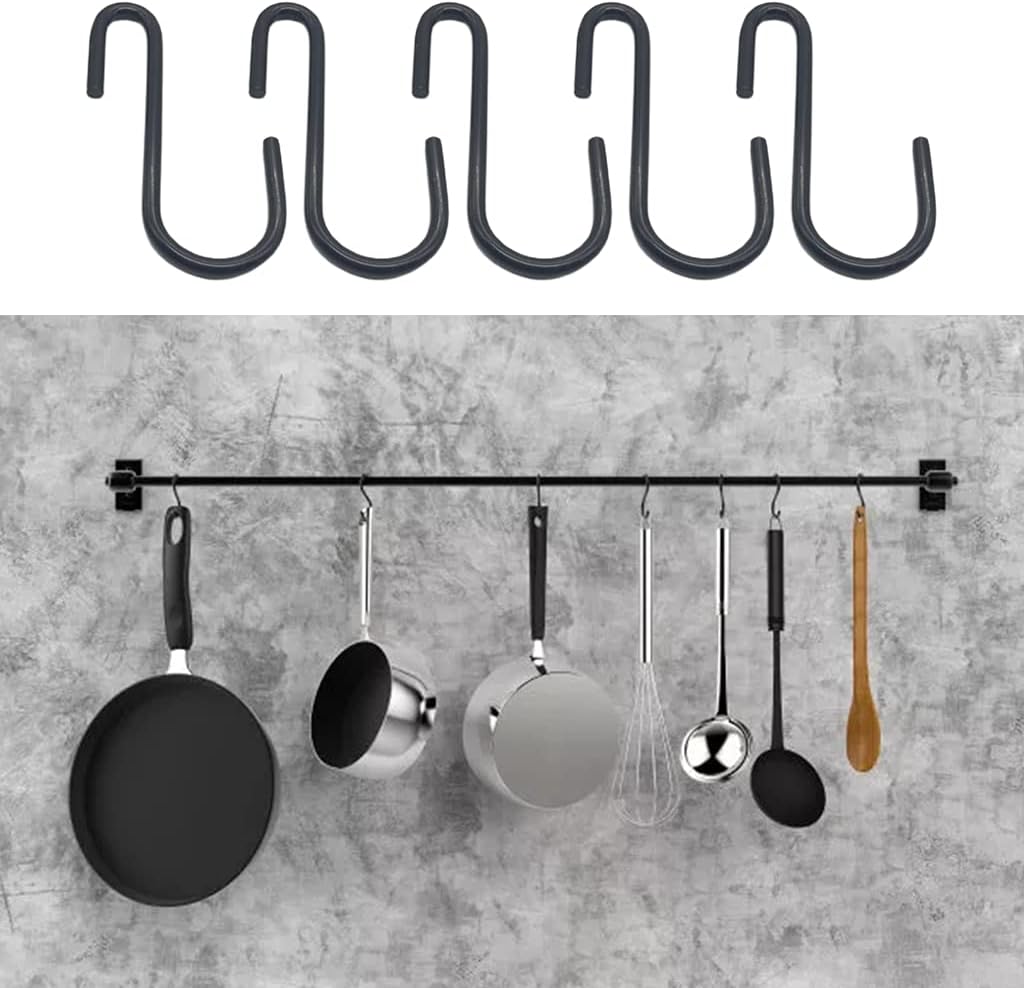 10Pcs/Set Black Coating S Shaped Hooks Home Storage Utility Metal Hang