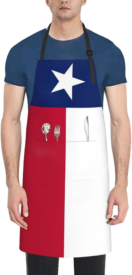 Texas State Flag print Waterproof chef's apron with pocket apron for kitchen cooking baking barbecue and gardening