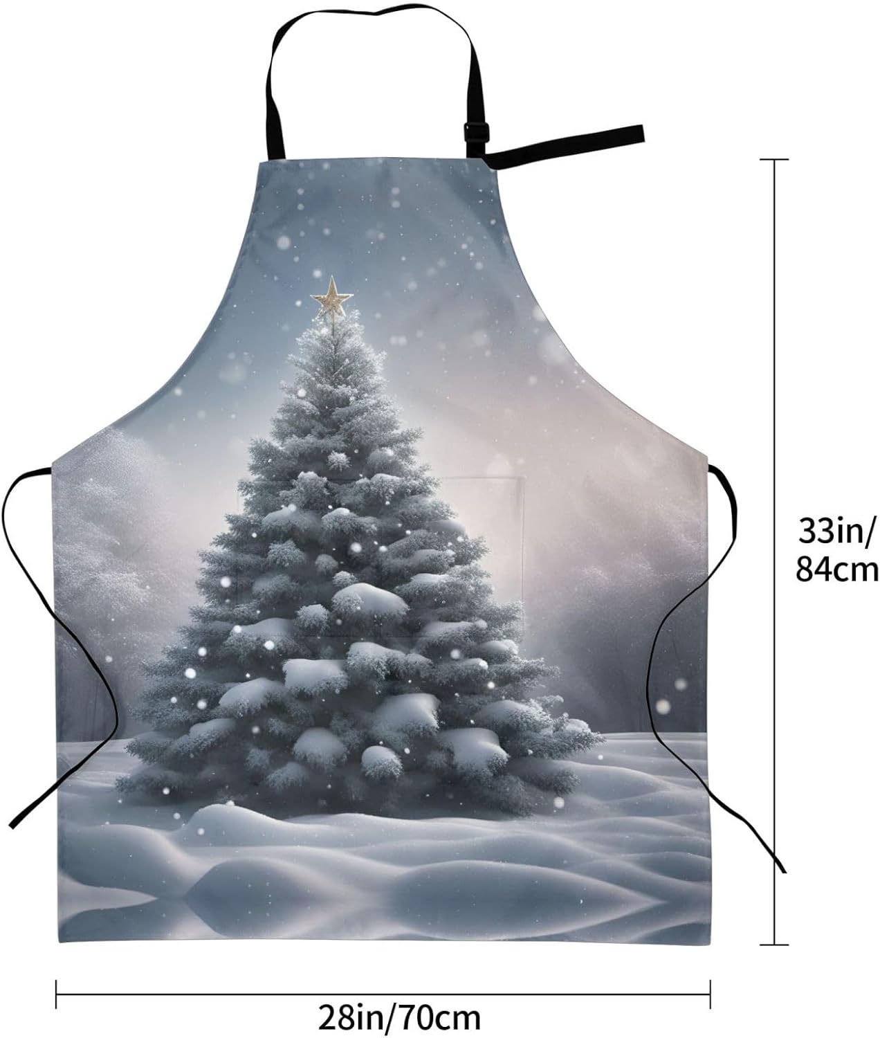 Christmas Tree Snow print Waterproof chef's apron with pocket apron for kitchen cooking baking barbecue and gardening