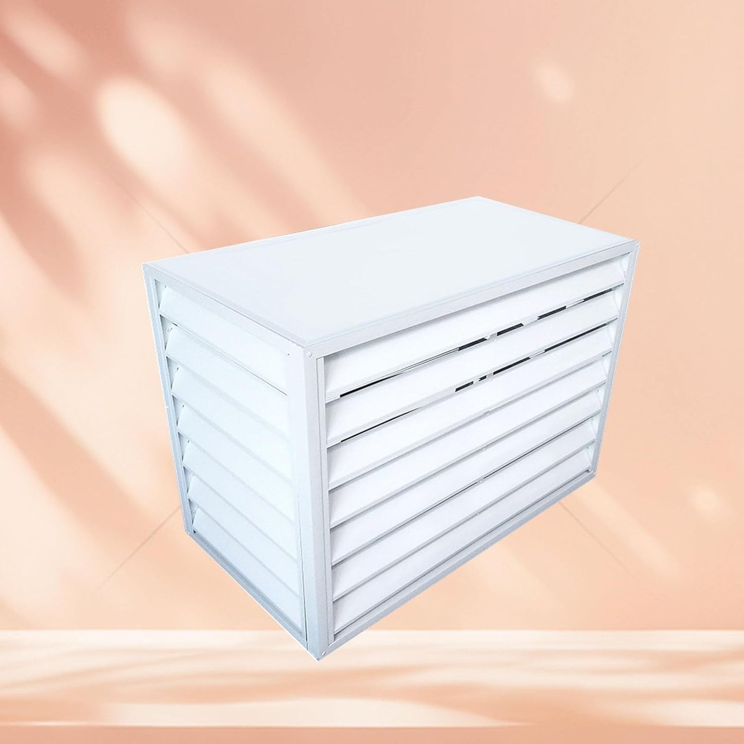 TqertrtfxaAluminum Air Conditioner and Heat Pump Cover,Mini Split Air Conditioner Cover for Outside Units,Shelf Plant Stand,Outdoor AC Unit Cover,Noise Reduction,Suitable for Outdoor(Color:White Flat
