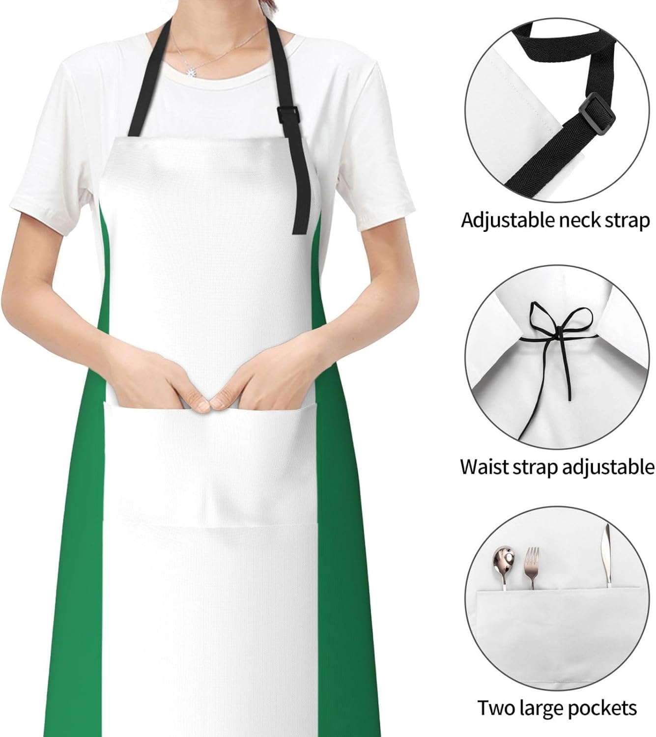 Flag of Nigeria Print Laundry apron 28x33 In Waterproof Kitchen Apron with Pockets for Cooking Baking