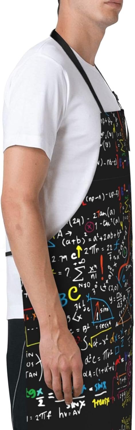 Math Formula print Waterproof apron with pocket adjustable cooking apron for adult kitchen bibs to bake