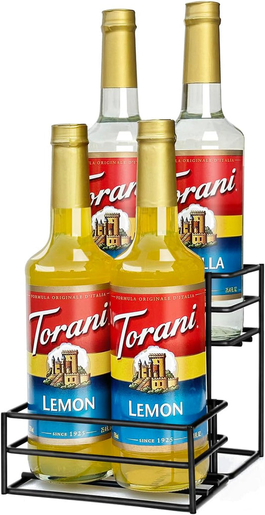 Coffee Syrup Rack (4 Bottle Capacity)，Coffee Syrup Organizer for Coffe