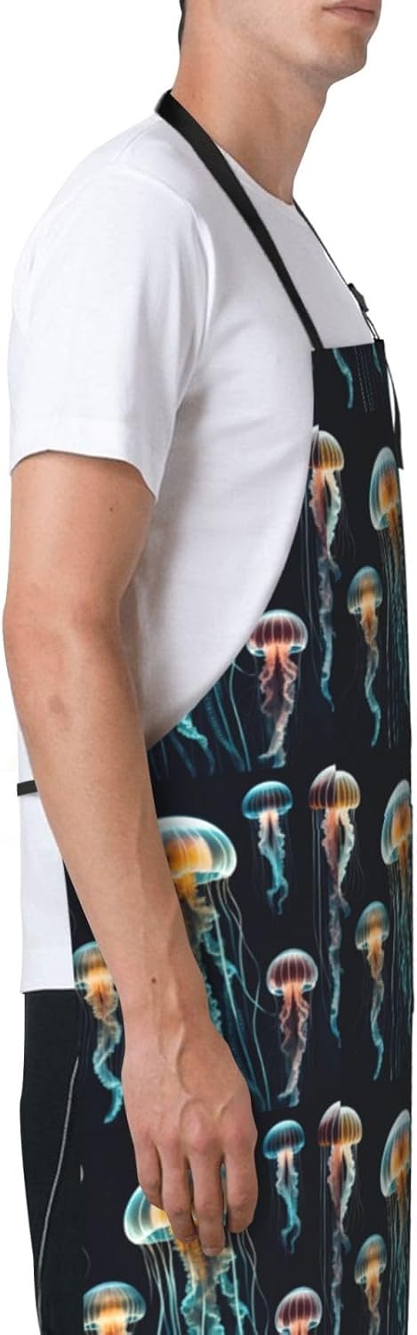 YANYU Jellyfish ocean Print 28x33 In Kitchen Apron Stylish Chef Apron 