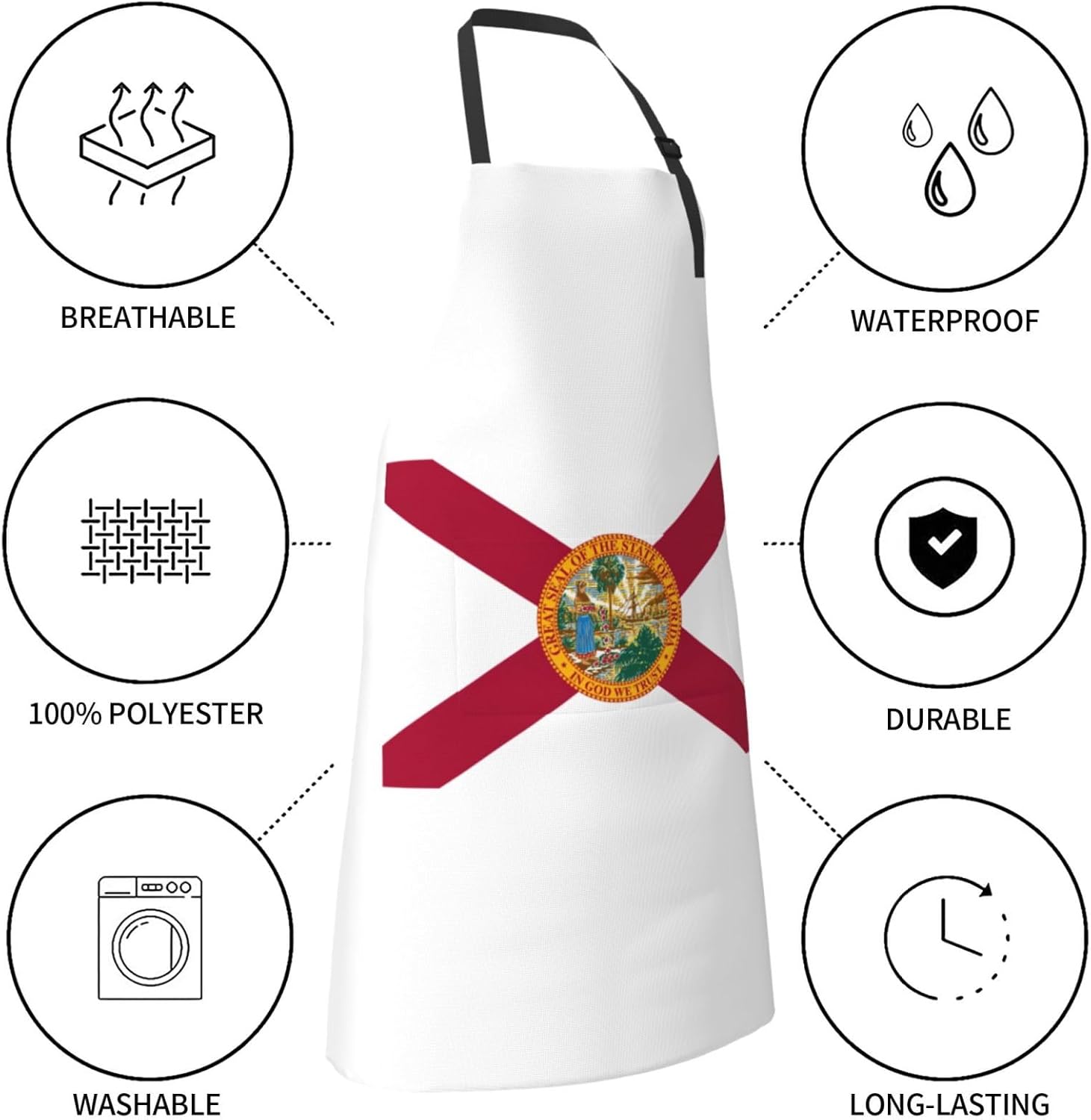 Flag of Florida Print Laundry apron 28x33 In Waterproof Kitchen Apron 
