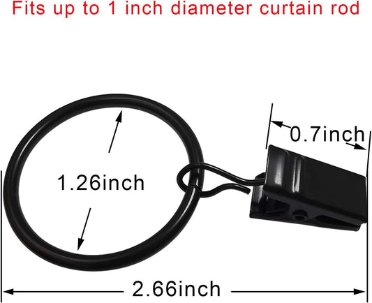40 Pack Curtain Rings with Clips, Drapery Clips with Rings, Drapes Rin