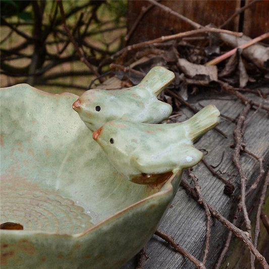 Ceramic Birdbath Bowl Wild Bird Feeder Food Holder Container Bird Feeding Tray Bowl for Outside Bee Bird Water Bath Outdoor Garden Courtyard Decoration, Balcony and Lawn