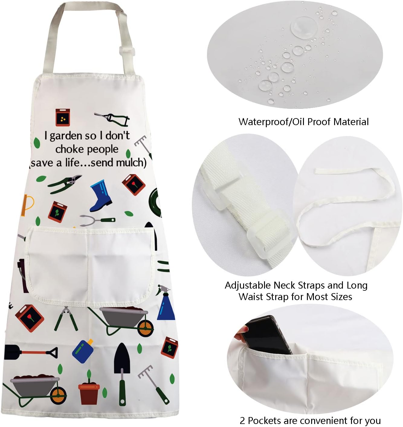 MBMSO Gardener Apron I Garden So I Don't Choke People Save a Life Send