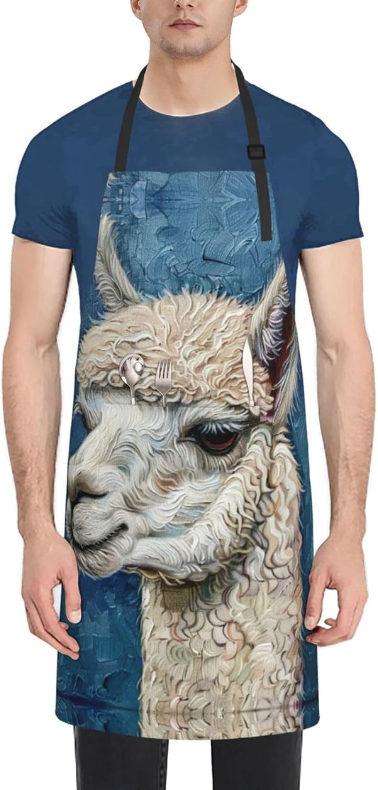 Alpaca Llama print Waterproof chef's apron with pocket apron for kitchen cooking baking barbecue and gardening