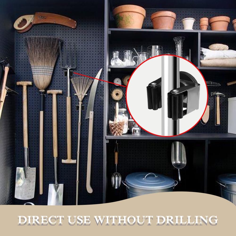 Magnetic Mop Broom Holder Wall Mount, 2pcs Movable Wall Mounted Broom 