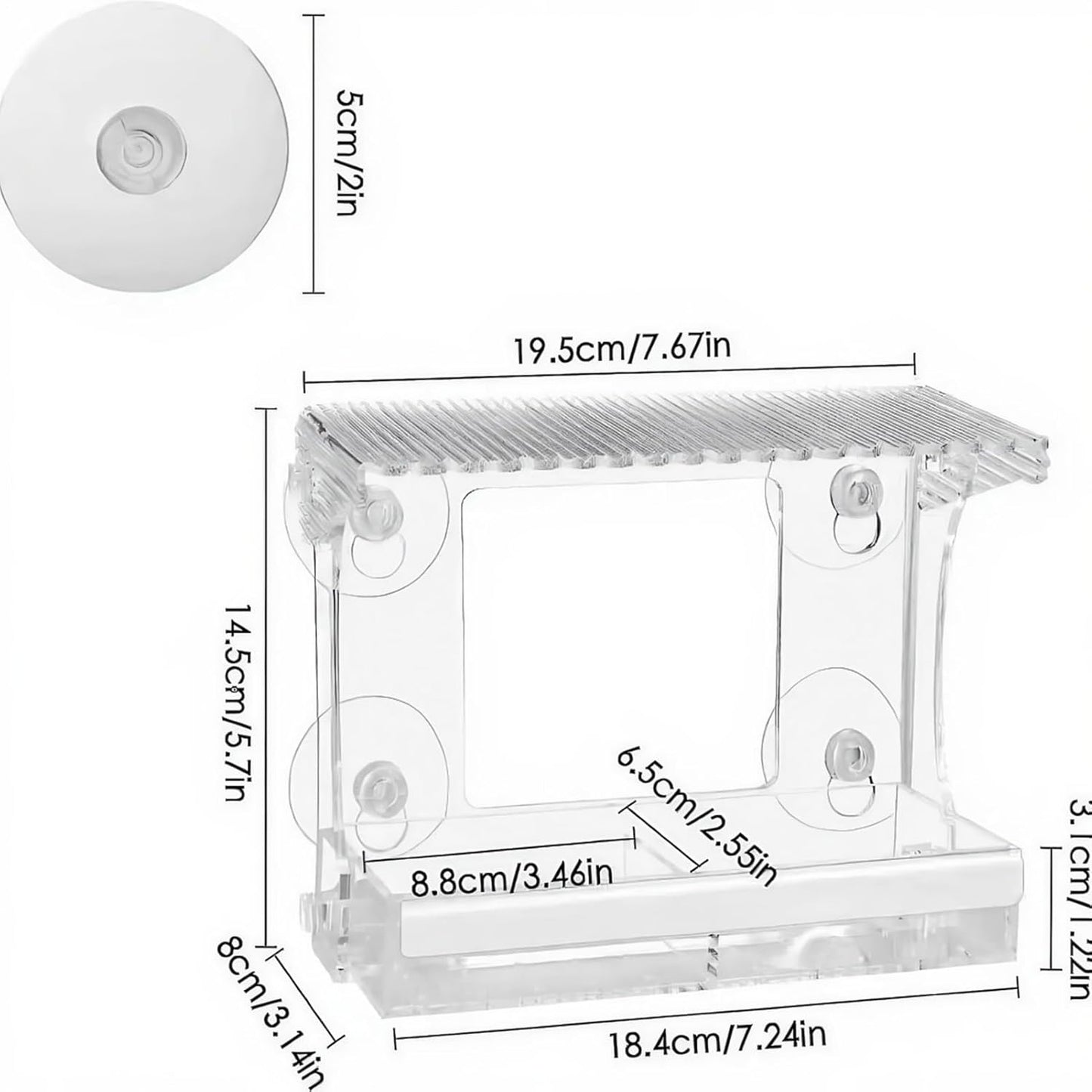 Window Bird Feeder, Acrylic Strong Suction Cups, Weatherproof Outdoor Feeders with Transparent Design, with Compact Design, Heat Resistant Metal Grid, Bird Feeder for Hummingbird Wild Finch