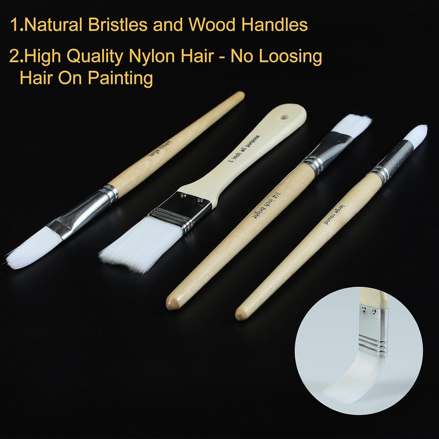 Paint Brushes Set of 24 Pieces Wooden Handles Brushes with Canvas Brus