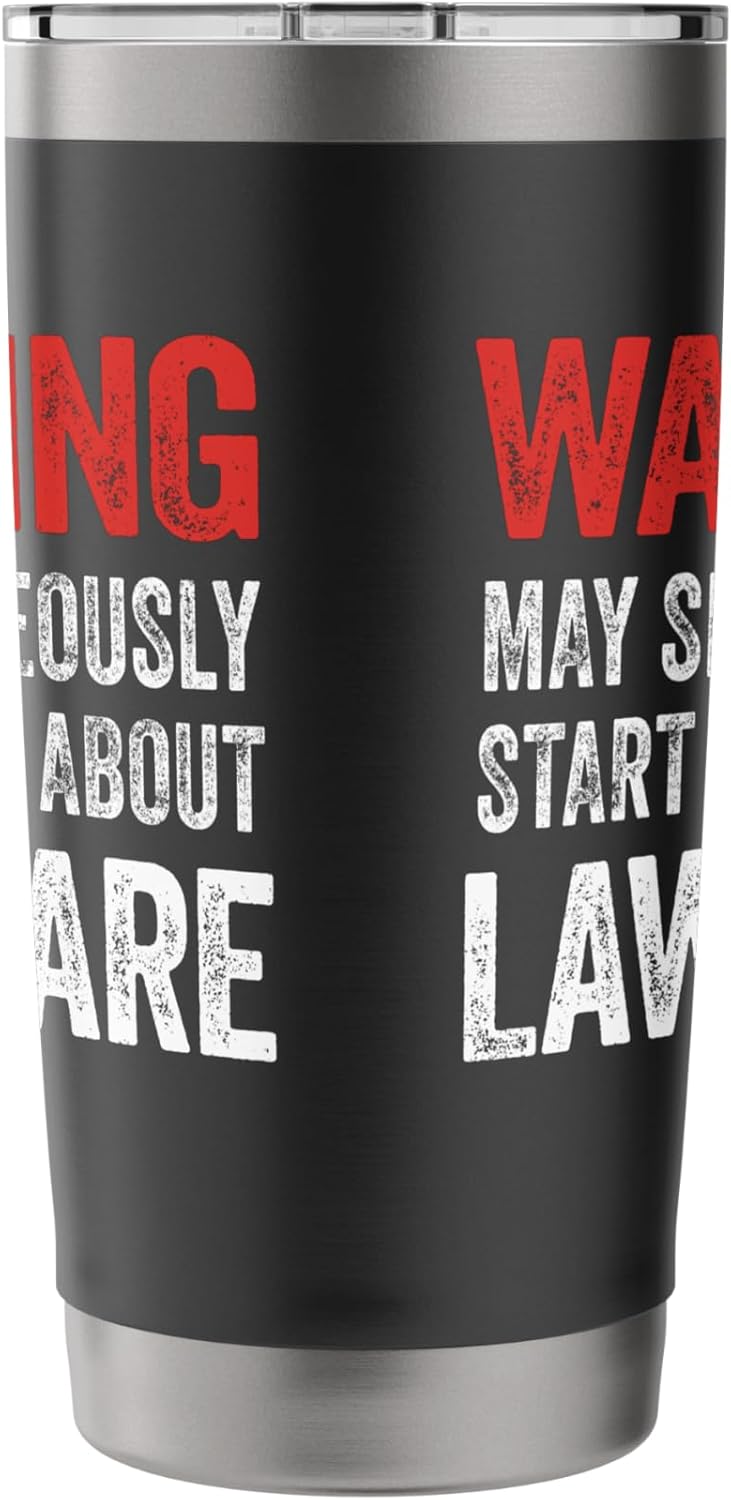 Warning May Start Talking About Lawn Care Landscaper Dad Stainless Steel Insulated Tumbler