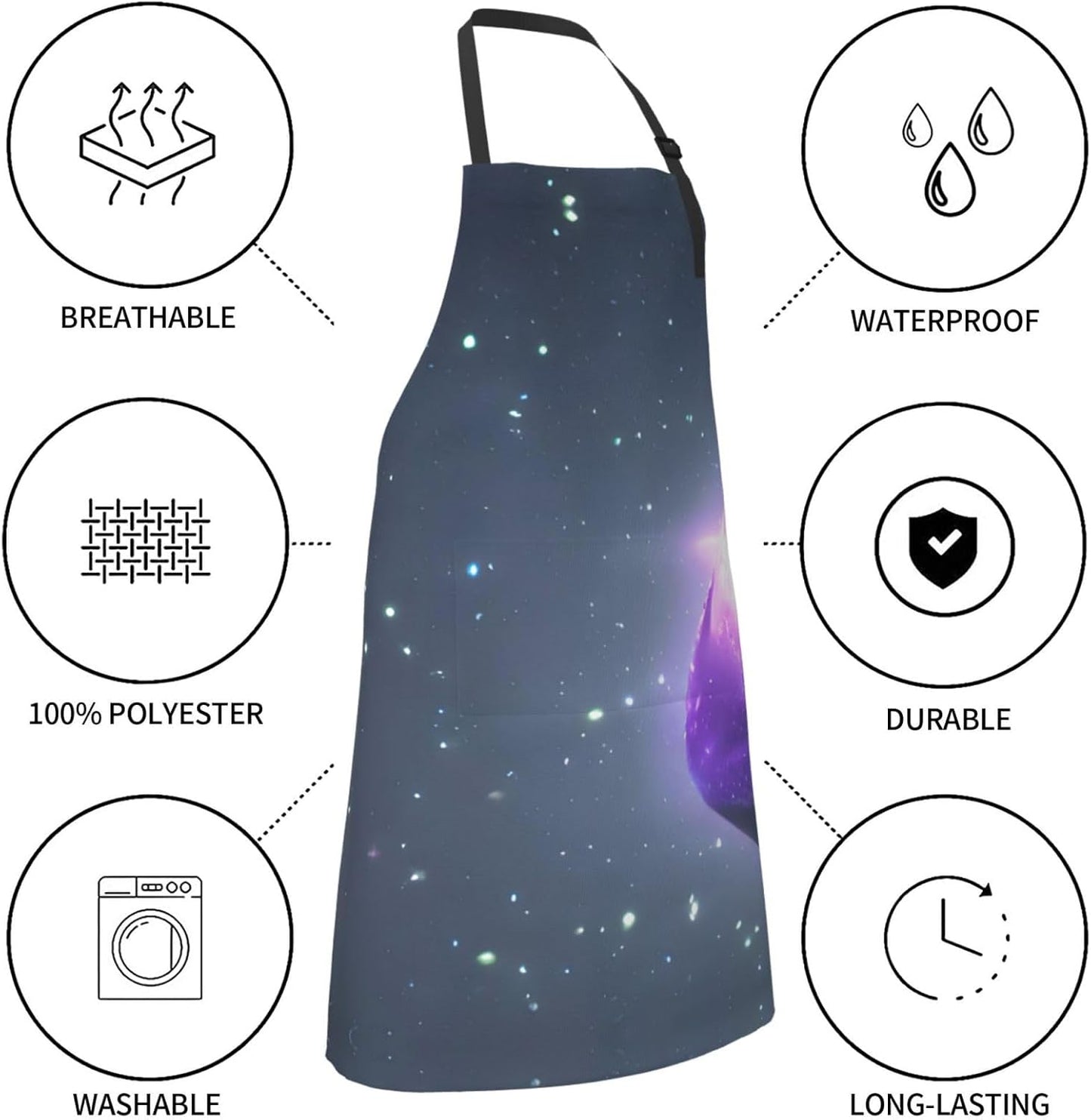 Galaxy Starry Space Purple Starry Print 28 x 33in Waterproof Apron wit