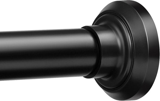 ENJOYBASICS Matte Black Shower Curtain Rod 30 to 76 Inches, 1 Inch Stainless Steel Adjustable Spring Tension Rods No Drill for Bathroom, Closet, Window, Room Divider, Never Rust, Non Slip