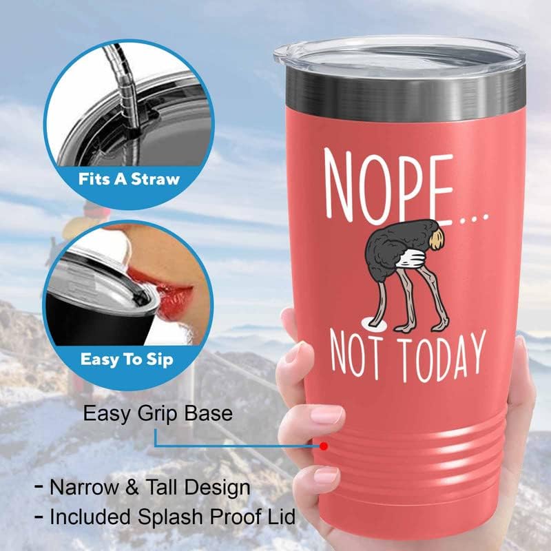 Bird Lover Coral Edition Viking Tumbler 20oz - Nope not Today - Hummingbird Nest Cage Parrot Dad Gardening Outdoor Birdwatcher Feeder