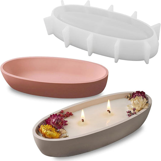 Boat Shaped Concrete Storage Bowl Silicone Mold Succulent Flower Pot Planter Vase Plaster Mold Cement Gypsum Candle Vessel Boat Ornament Moulds