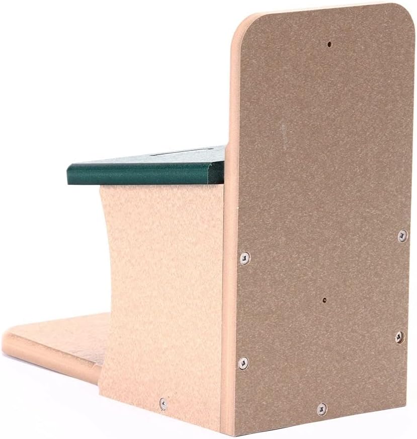 Birds Choice SNSQ Recycled Squirrel Munch Box, Squirrel Feeders, 7-3/16"L X 12-3/8"W X 11-5/8"H, Taupe w/ Green Roof