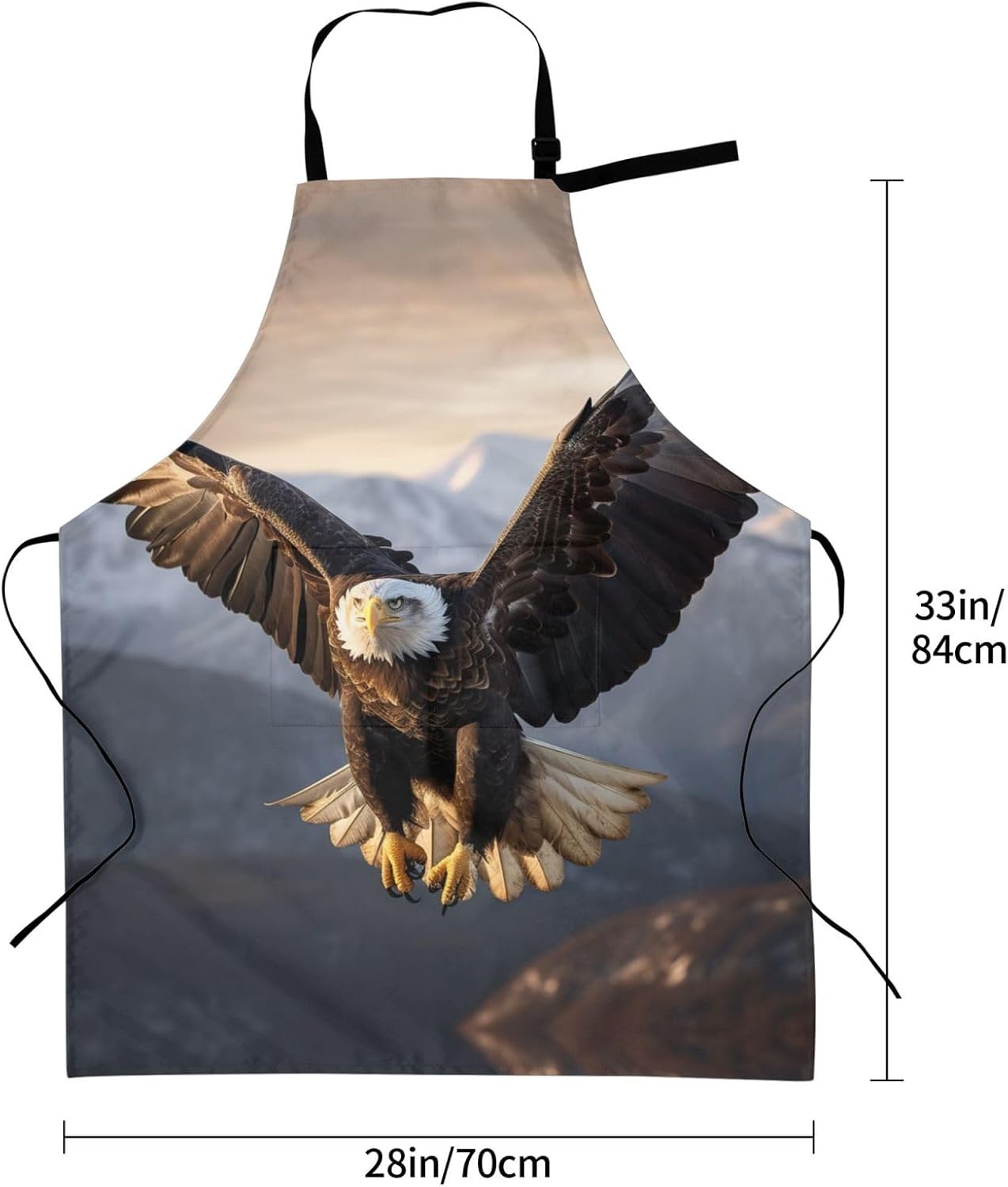 eagle print Waterproof apron with pocket adjustable cooking apron for 