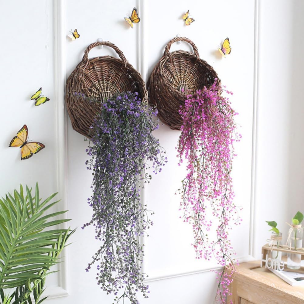 Rattan Planter, Wall Hanging Planter, Rattam Basket, Garden Pots, Wall Mount Vase for Vine Plants, Brown Color, 32x38cm