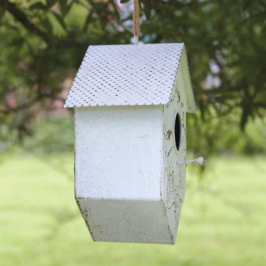 CTW Home Collection Shabby Chic Metal Birdhouse, 10-inch Height, Metal