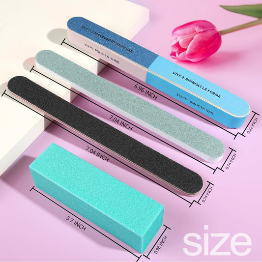 FANDAMEI Nail Files and Buffers, 20PCS Nail File Kit. Rectangular Nail