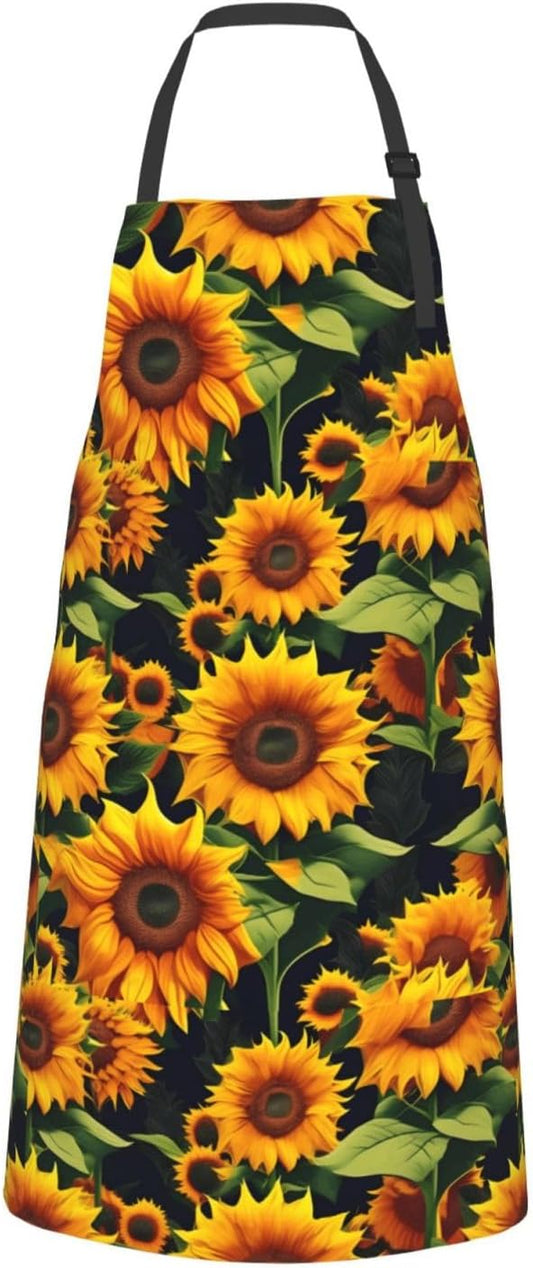 YANYU Beautiful sunflower Print 28x33 In Kitchen Apron Stylish Chef Apron with Pockets for Cooking Baking Painting
