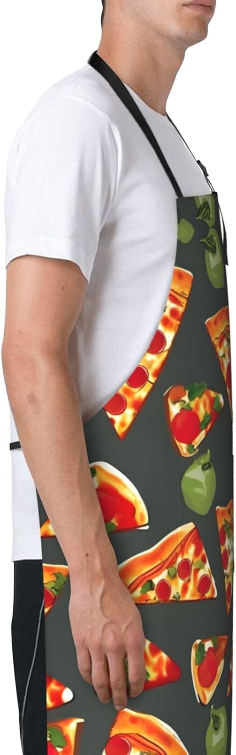 Pizza Pattern print Waterproof chef's apron with pocket apron for kitc