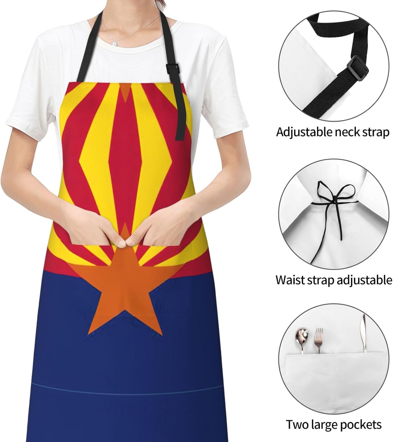 Arizona Flag print Waterproof apron with pocket adjustable cooking apron for adult kitchen bibs to bake